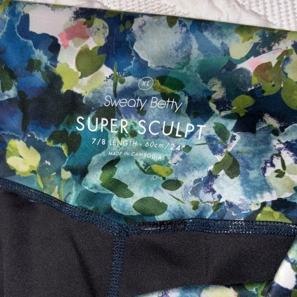 Sweaty Betty XL Leggings in Blue and Green Floral, great quality - Picture 3 of 3